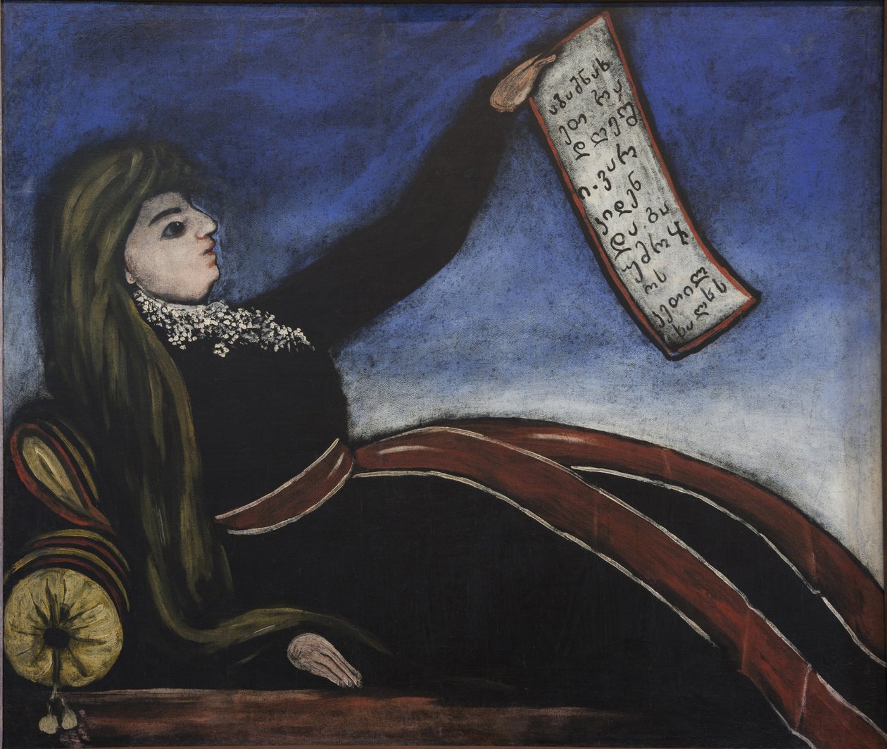Femme georgienne sur un canape - Gruzínka na gauči par Pirosmani (Pirosmanashvili), Niko (1862-1918). Olej na plátně, rozměr: 99x106 od Niko Pirosmanashvili