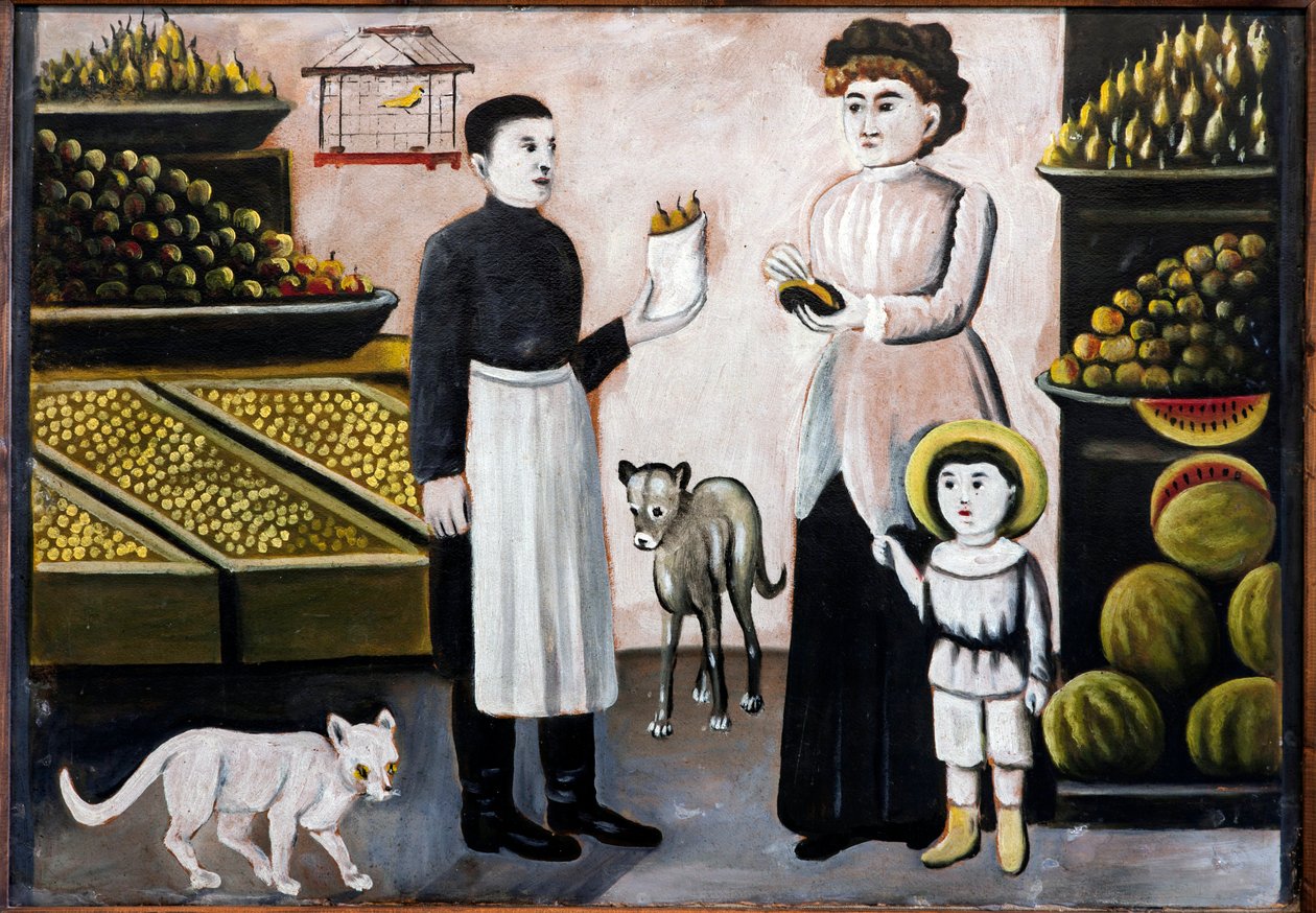 Fruit se stal párem Pirosmani, Nico (1862-1918). Olej na kartonu, viz: 10473,, Muzeum Niko Pirosmanashvili, Mirzaani od Niko Pirosmanashvili