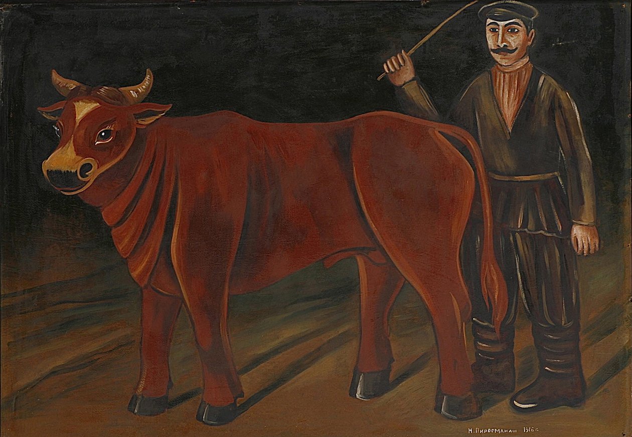Farmář s býkem od Niko Pirosmani