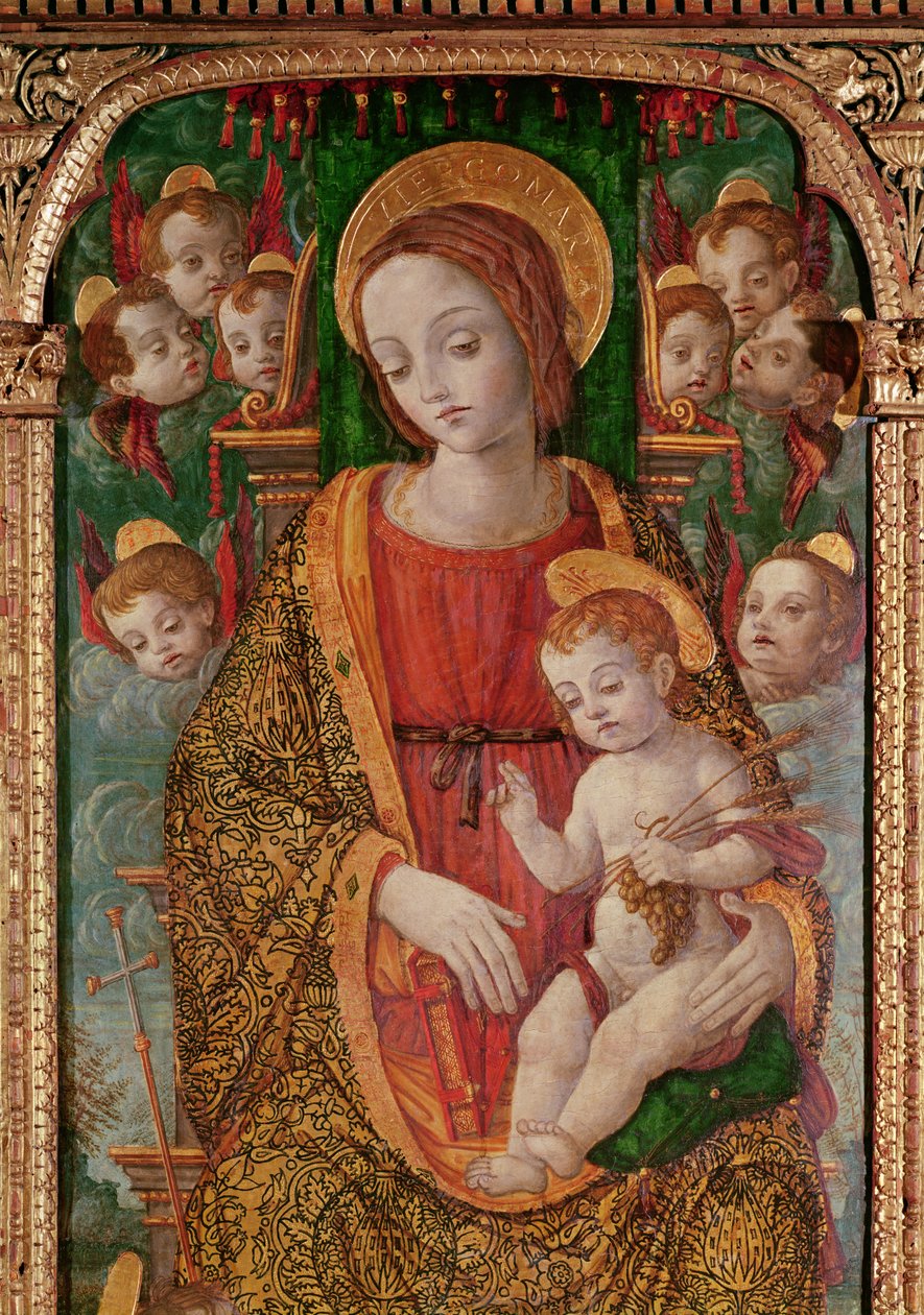 Panna a dítě s SS. Řehoř a Martin, detail Panny Marie, 1517 tempera na desce od Nikola Bozidarovic