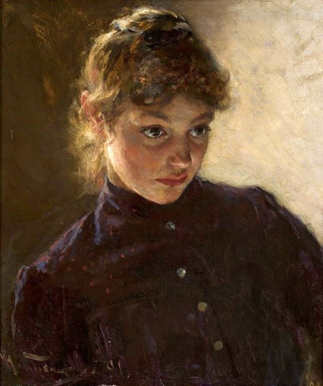Portrét mladé dívky. od Nikolai Dmitrievich Kuznetsov