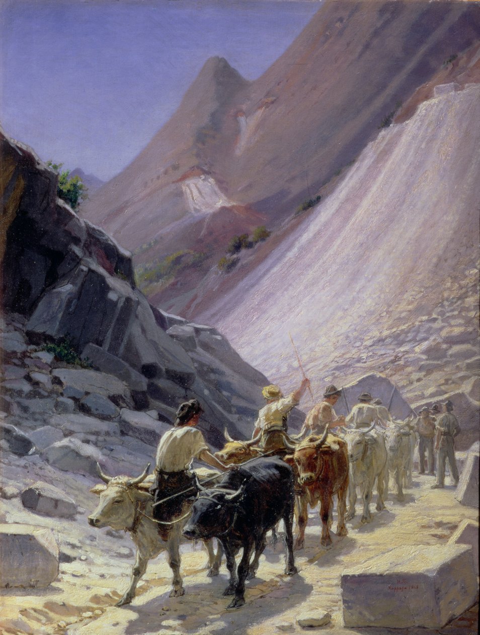 Přeprava mramoru v Carraře, 1868 od Nikolai Nikolaevich Ge