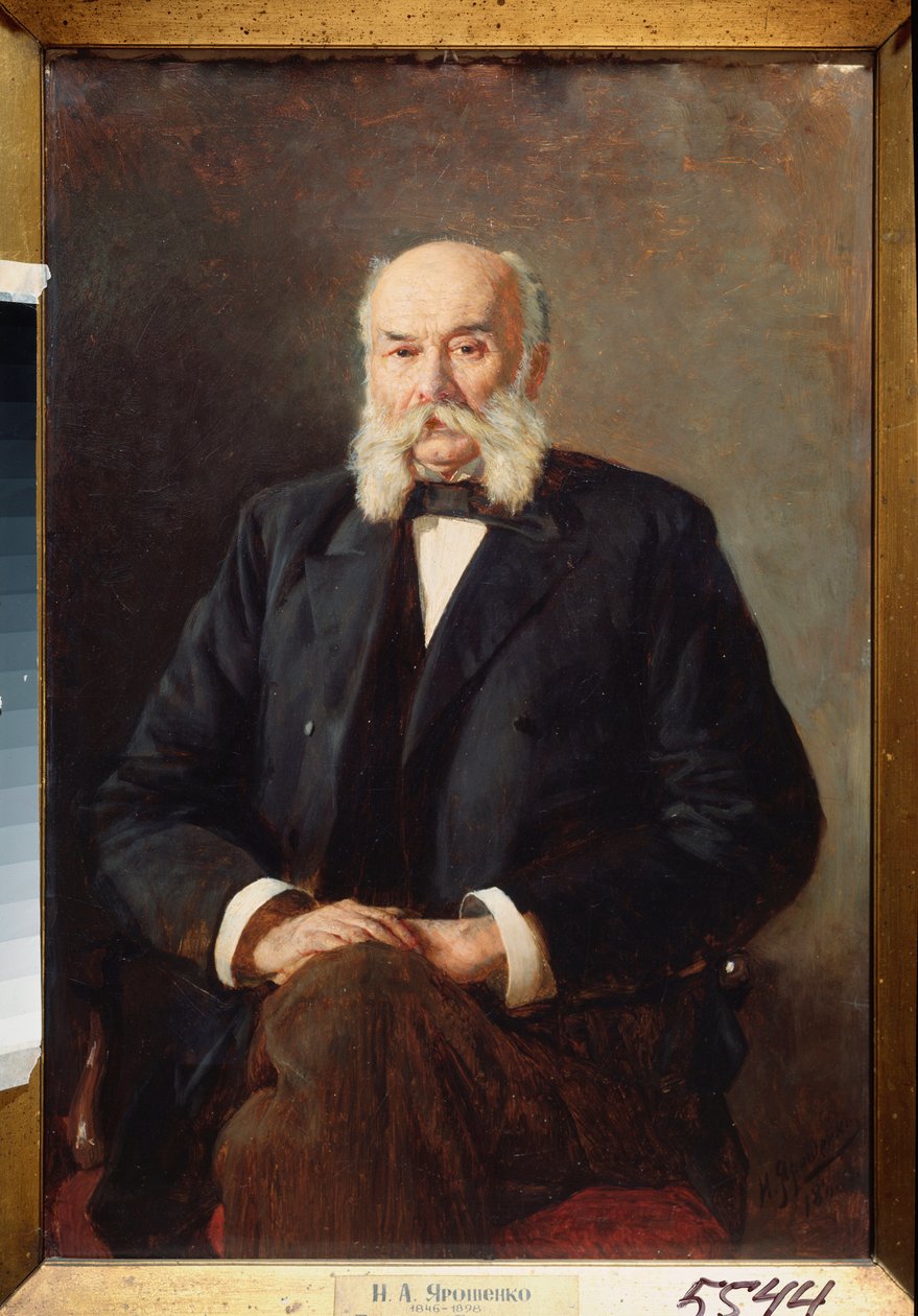 Portrét spisovatele Ivana Gončarova (1812-1891) (Portrét autora I Gončarova) - Obraz Nikolaje Alexandroviče Jarošenka (Jarochenko) (1846-1898), olej na plátně od Nikolai Aleksandrovich Yaroshenko