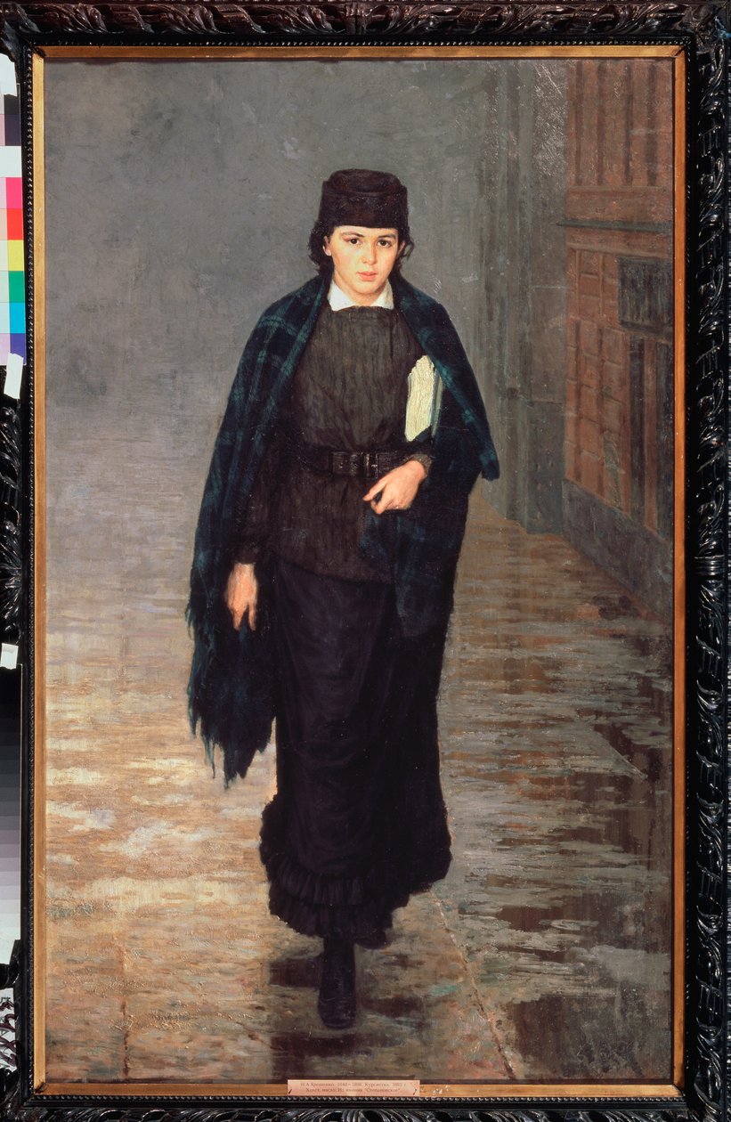 Studentka - obraz Nikolaje Alexandroviče Yaroshenka (Yaroshenko) (1846-1898), olej na plátně od Nikolai Aleksandrovich Yaroshenko