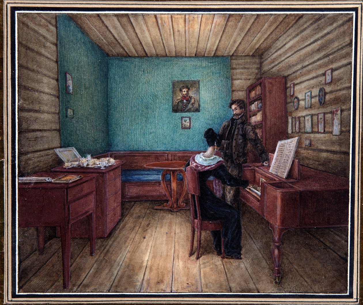 Hrabě Serge Volkonski (1788-1865) a jeho manželka (Maria Volkonskaia,?) v Petropavlovské pevnosti (Saint Petersburg). (Hrabě S. Volkonskij s manželkou v Petrově vězení). Vůdce dekabristického (decembristického) povstání (1825), po r od Nikolai Alexandrovich Bestuzhev