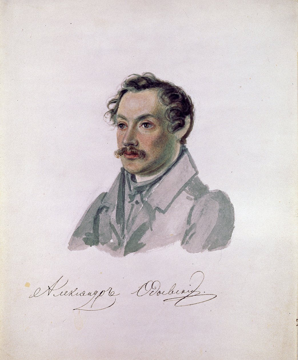 Portrait du poete et decabriste hrabě Alexandr I. Odoevskij (1802-1839) (dekabrisme) (Portrét básníka, děkabristy hraběte Alexandra I. Odoevského). Peinture de Nikolai Alexandrovič Bestuzhev (1791-1855). Akvarel na papír, 22,2 x 17,8 cm od Nikolai Alexandrovich Bestuzhev