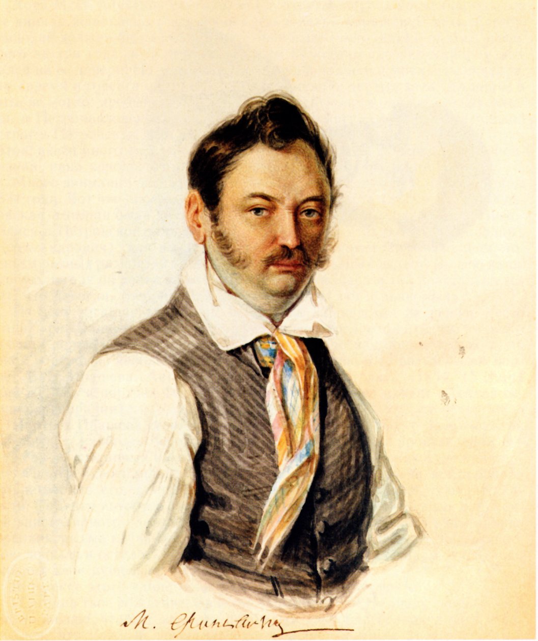 Portrét děkabristy Fonvizina Michaila A. Fonvizina 1787-1854, 1834 od Nikolai Alexandrovich Bestuzhev