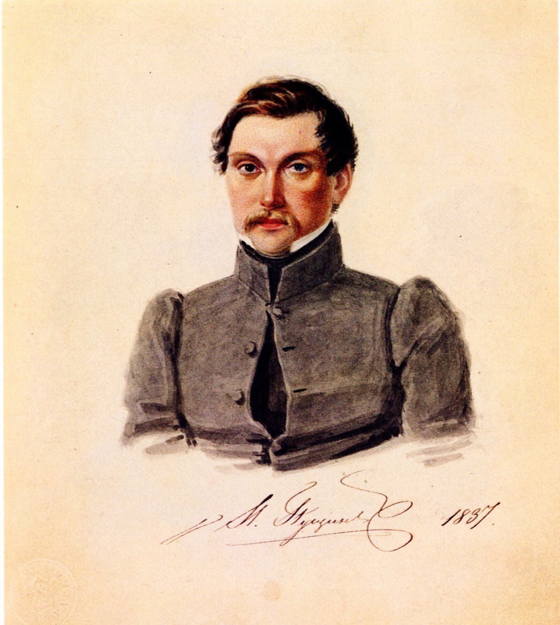 Portrét děkabristy Ivana Pušchina 1798-1859, 1837 od Nikolai Alexandrovich Bestuzhev