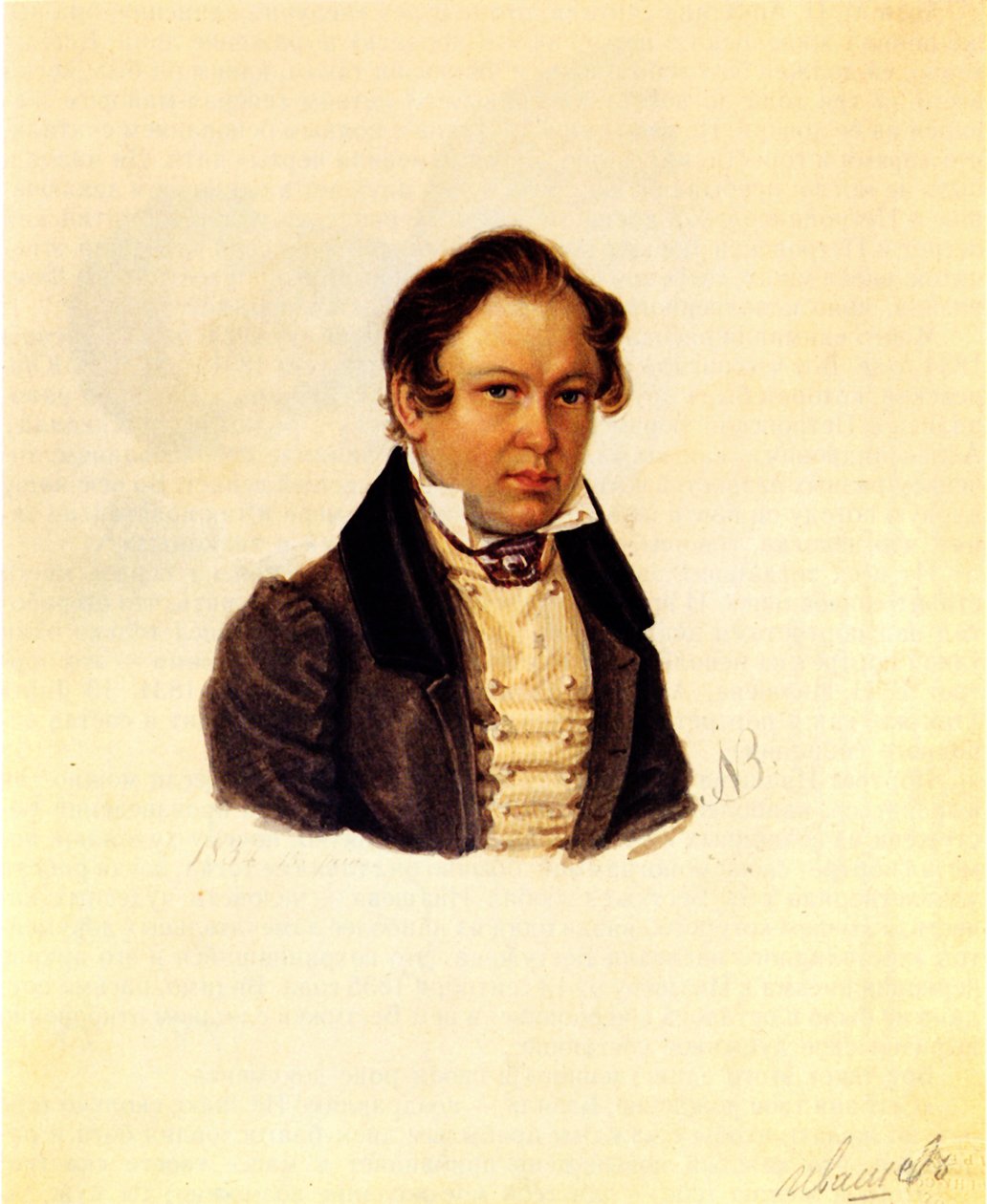 Portrét děkabristy Vasilije Ivaševa 1797-1841, 1834 od Nikolai Alexandrovich Bestuzhev