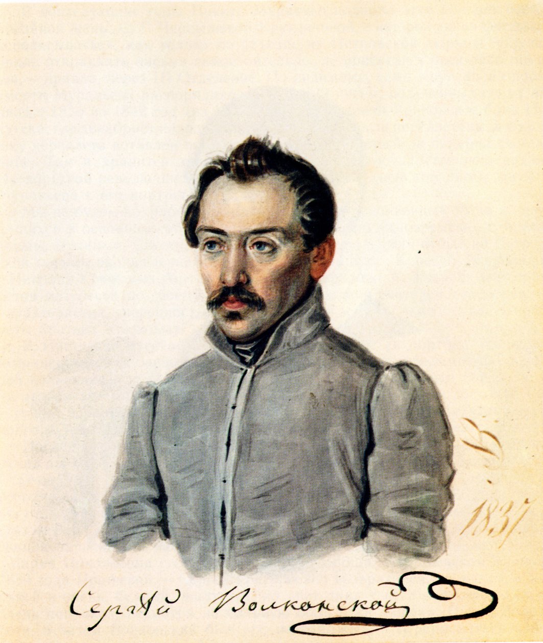 Portrét hraběte děkabristy Sergeje Volkonského 1788-1865, 1837 od Nikolai Alexandrovich Bestuzhev