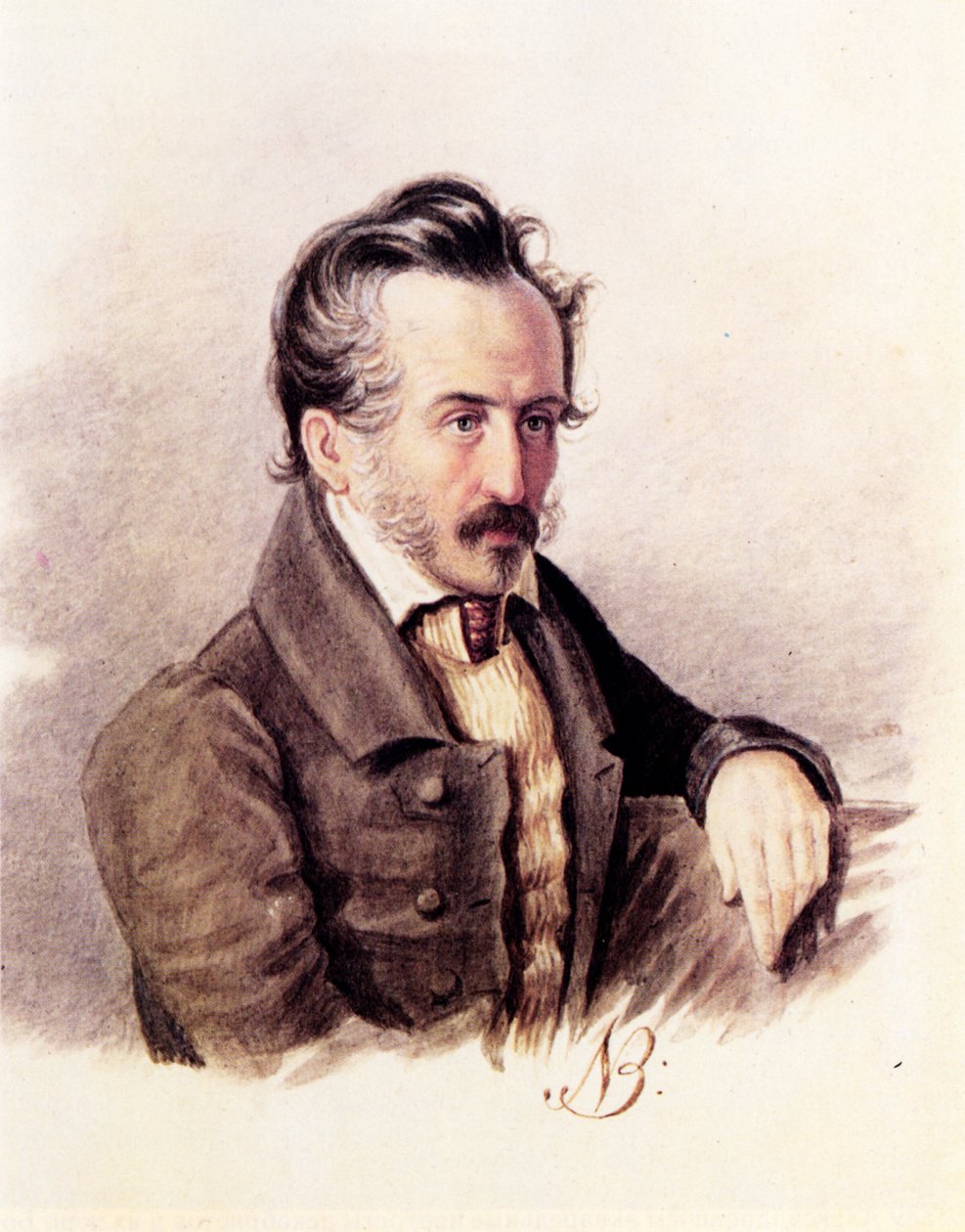 Portrét hraběte děkabristy Sergeje Volkonského 1788-1865, 40. léta 19. století od Nikolai Alexandrovich Bestuzhev