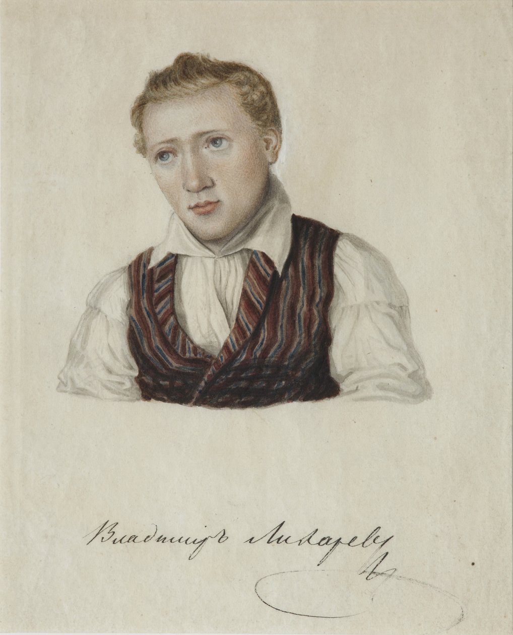 Portrét děkabristy Vladimíra Nikolajeviče Lichareva 1803-1840, 1828 od Nikolai Alexandrovich Bestuzhev
