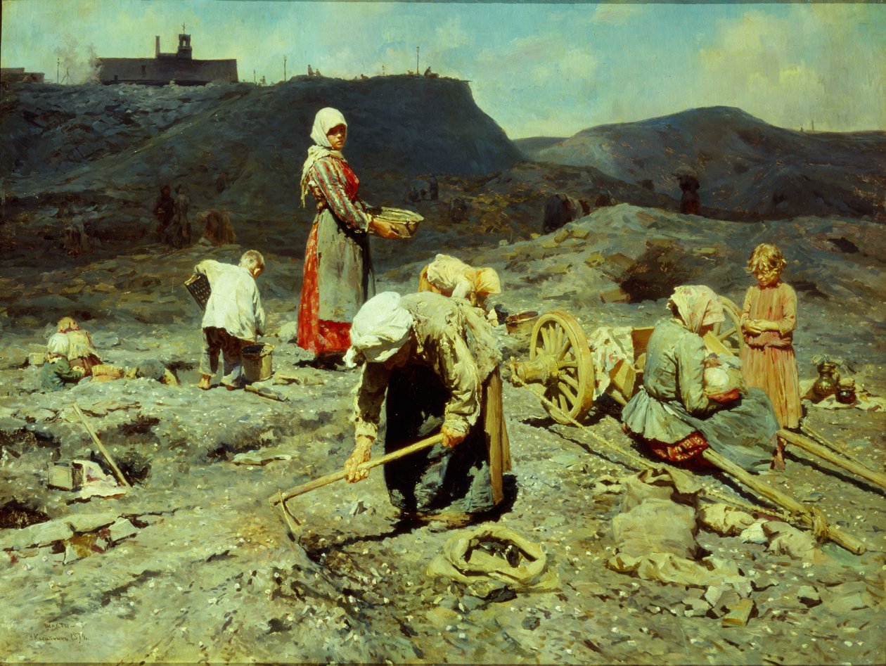 Chudí, sbírající kusy uhlí, 1894. od Nikolai Alexeyevich Kasatkin