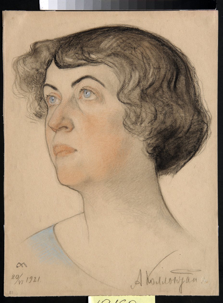 Portrait de Alexandra Mikhailovna Kollontai (1872-1952), femme politique communiste et sovietique russe(Alexandra M. Kollontai) - Dessin de Nikolai Andreevich Andreev (1873-1932) sanguine et craies sur papier (32,2x24,3 cm)   1408630   cs       czech Succe od Nikolai Andreevich Andreev