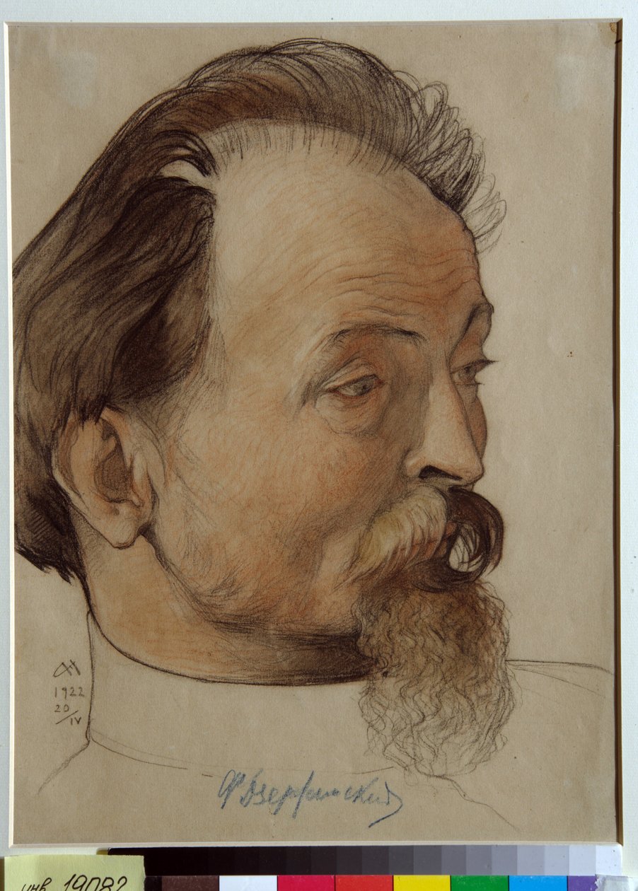 Portrét Felixe Dzeržinského (1877-1926), bolševického revolucionáře, zakladatele a vůdce Čeky (Feliks E. Dzeržinskij) - Kresba Nikolaje Andrejeviče (1873-1932), krev a křída na papíře (32,3x24,3 cm) od Nikolai Andreevich Andreev