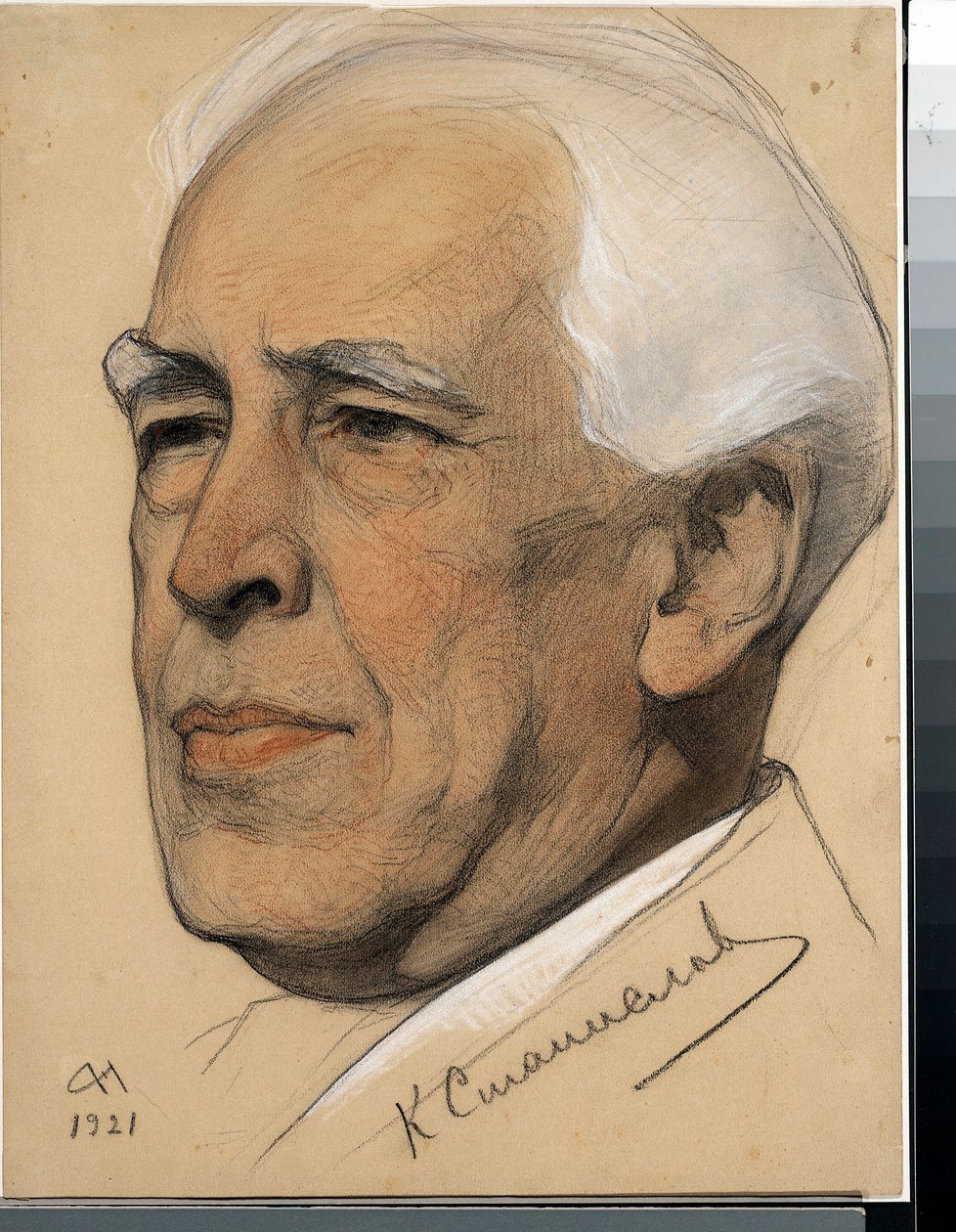 Portrét režiséra Constantina Serguejeviče Stanislavského (1863-1938) - Dílo Nikolaje Andrejeviče Andrejeva (1873-1932), krev a křída na papíře (32,2x24,2 cm) od Nikolai Andreevich Andreev