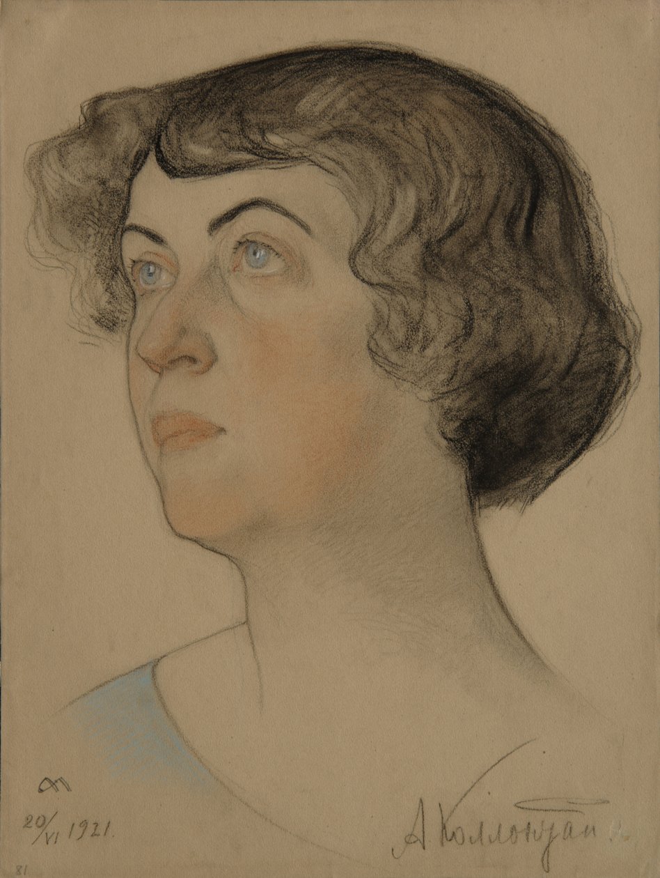 Portrét Alexandry Mikhailovny Kollontai 1872-1952, 1921 od Nikolai Andreevich Andreev