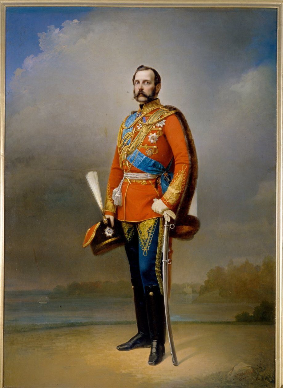 Portrét ruského císaře Alexandra II. (1818-1881) (známého jako Le Liberator). Obraz Nikolaje Andrejeviče Lavrova (1820-1875), olej na plátně od Nikolai Andreevich Lavrov