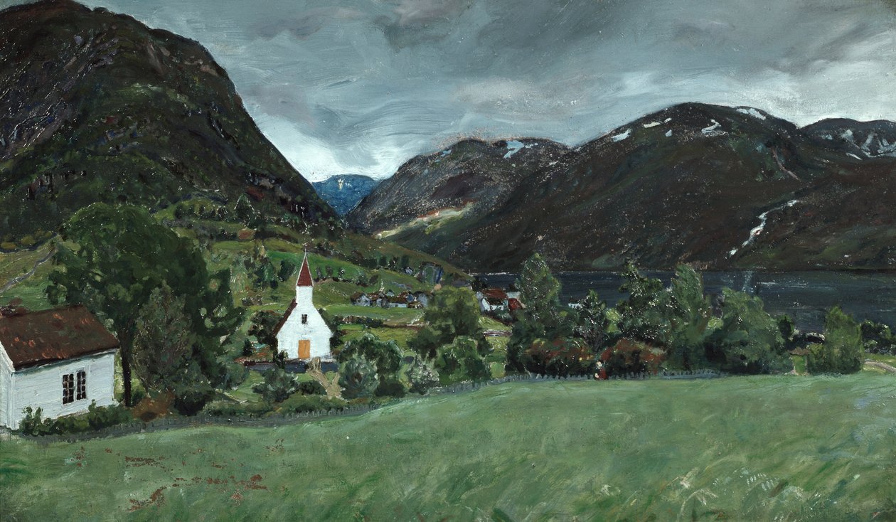 Fara a kostel Alhus od Nikolai Astrup