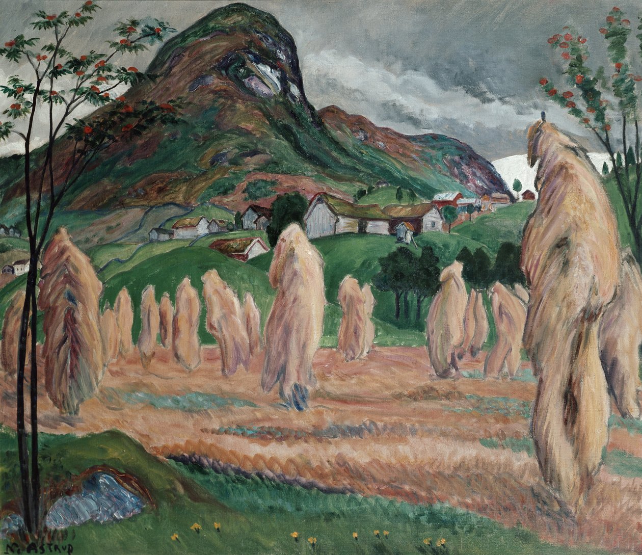 Podzimní vláha a potulné snopy na tyči od Nikolai Astrup