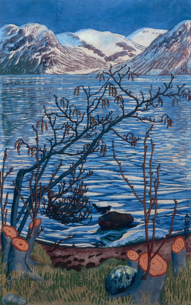 Pták na kameni od Nikolai Astrup