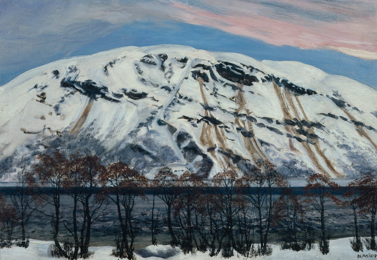 Studené dubnové ráno s lavinou, Sněžná hora od Nikolai Astrup