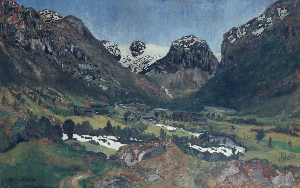 Červnová noc v horské vesnici od Nikolai Astrup