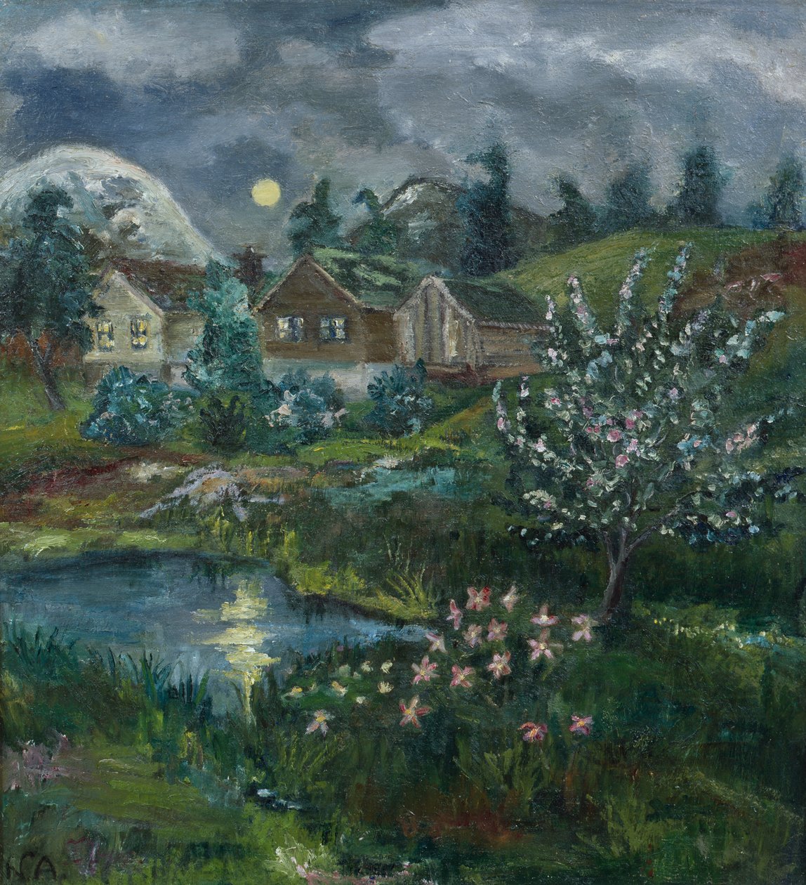 Jarní noc s úplňkem (olej na plátně) od Nikolai Astrup