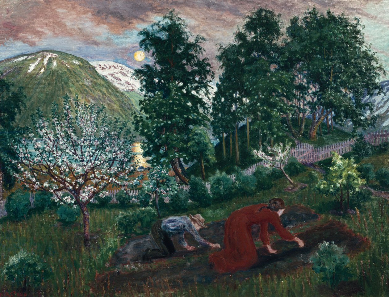 Jarní noc v zahradě, c. 1908 od Nikolai Astrup