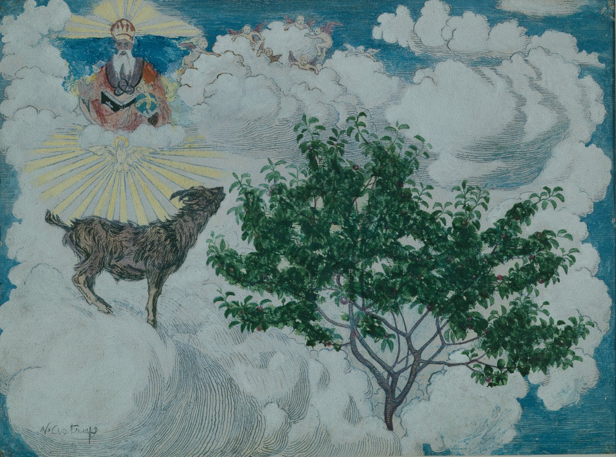 Koza, která přišla do nebe (olej na plátně) od Nikolai Astrup