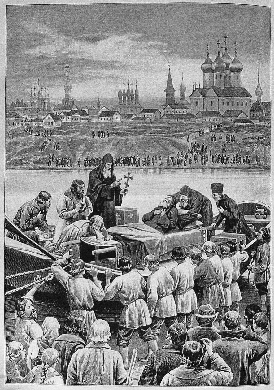 Smrt patriarchy Nikona na řece Kotorosl v Tropinu od Nikolai Dmitrievich Dmitriev Orenburgsky
