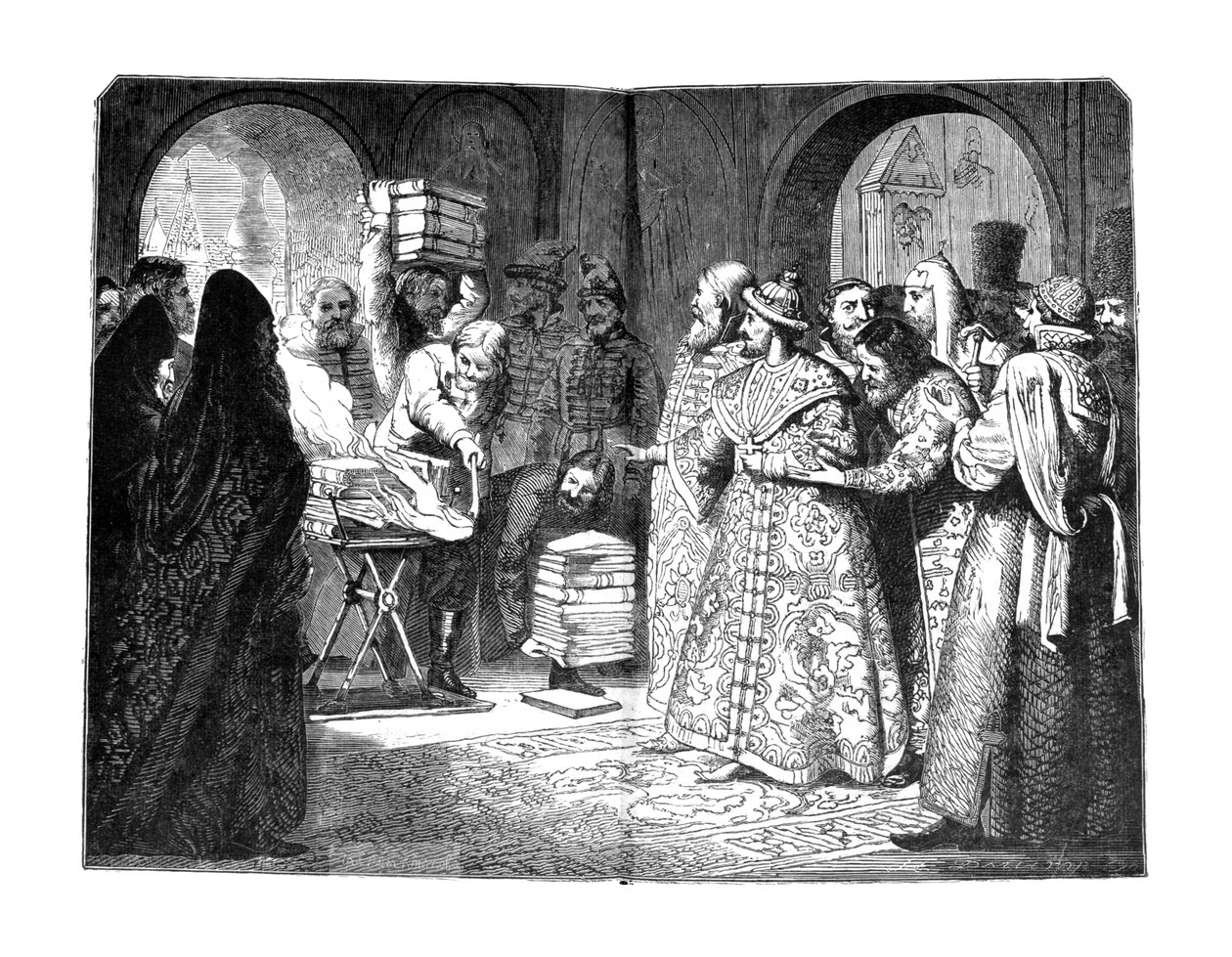 Car Fjodor III spálil Knihy ruské šlechty 1682, 80. léta 19. století od Nikolai Dmitrievich Dmitriev Orenburgsky
