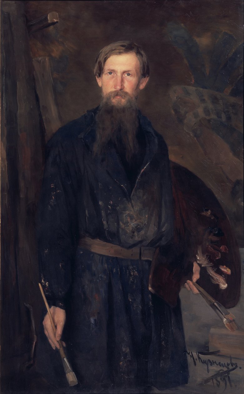 Portrét umělce Viktora Vasnetsova 1848-1926, 1891 od Nikolai Dmitrievich Kuznetsov