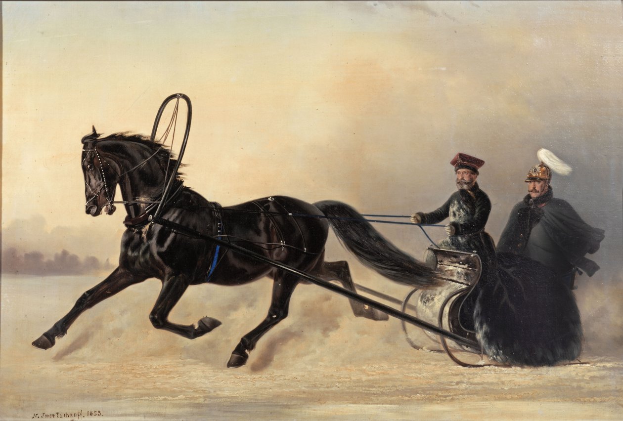 Císař Nicholas I. na zimním výletě, 1853 od Nikolai Egorevich Sverchkov