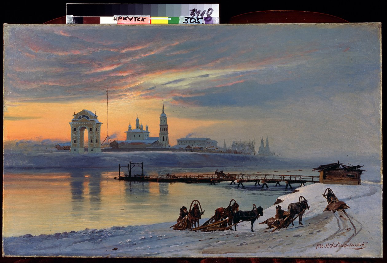 "Pohled na řeku Angara v Irkutsku na Sibiři" Obraz Nikolaje Florianoviče Dobrovolského (1837-1900) 1886 Státní muzeum umění, Irkutsk od Nikolai Florianovich Dobrovolsky