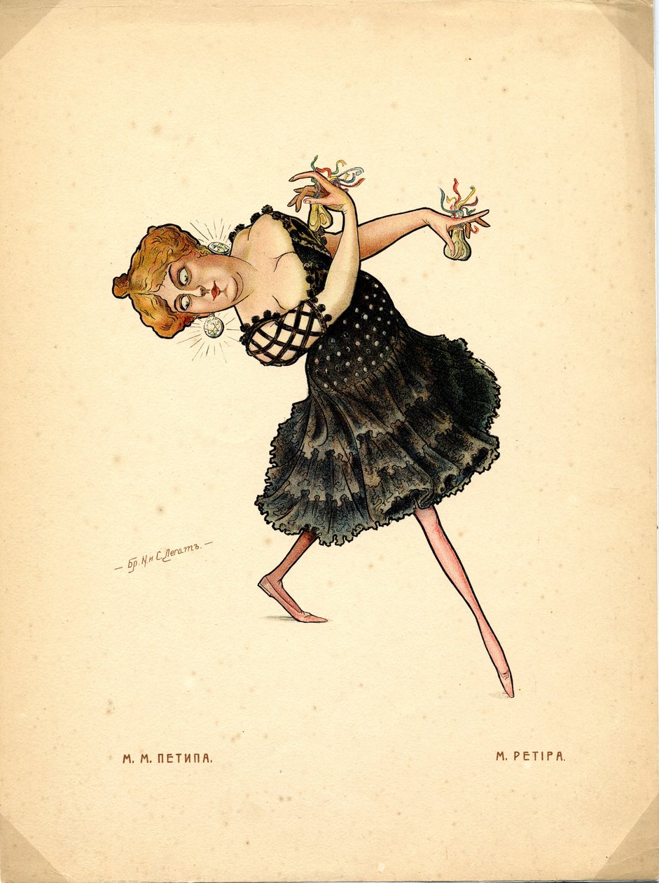 Baletní tanečnice Marie Petipa Od: Ruský balet v karikaturách, 1902-1905 od Nikolai Gustavovich Legat