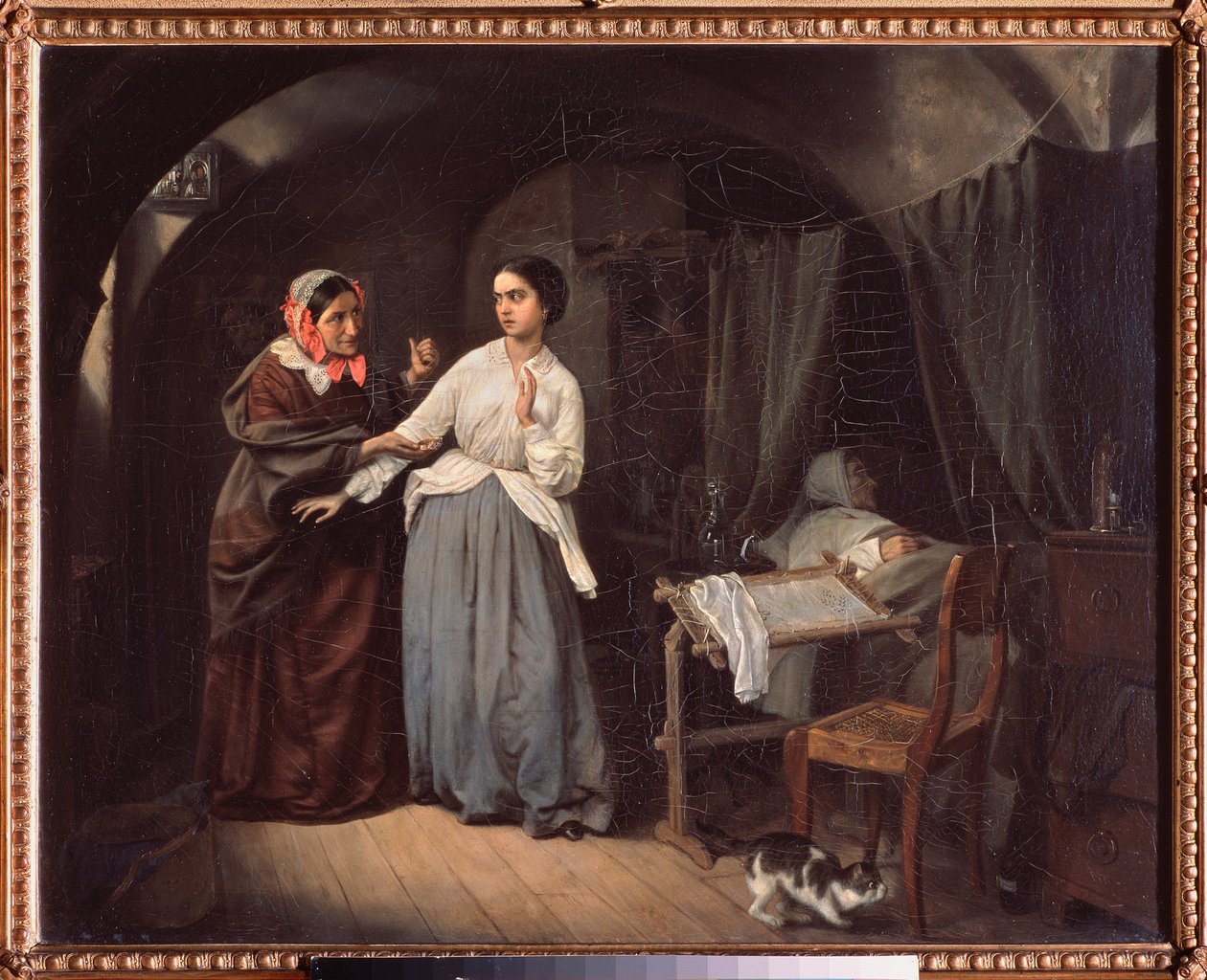 Svádění, kupce - obraz Nikolaje Gustavoviče Schildera (1828-1898), olej na plátně od Nikolai Gustavovich Schilder