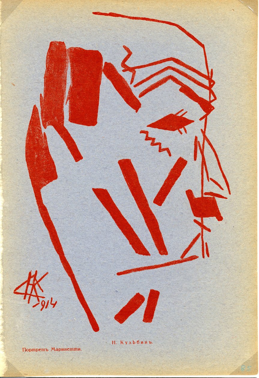 Portrét Filippo Tommaso Marinetti 18761944, 1914 od Nikolai Ivanovich Kulbin