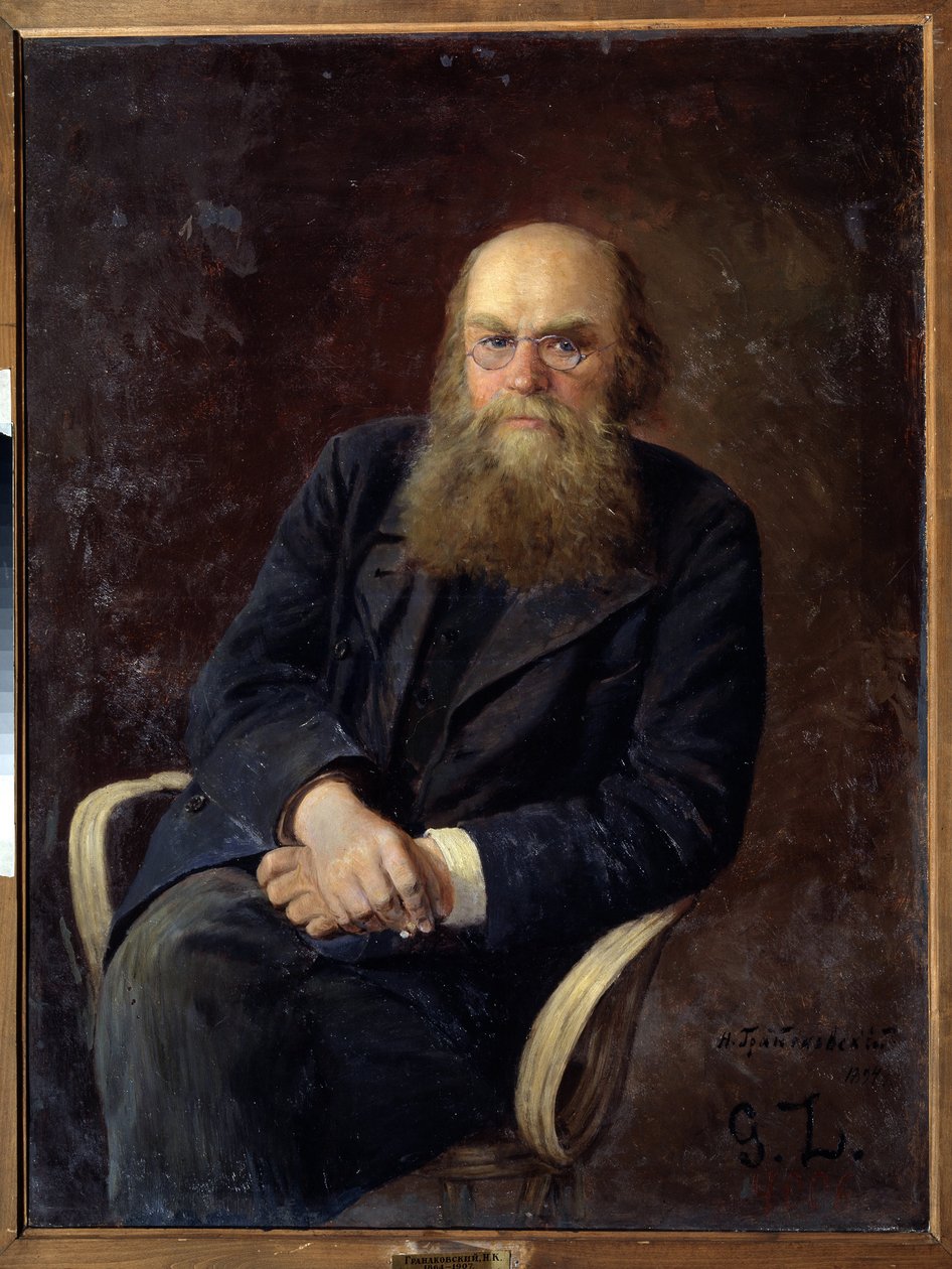 Portrét autora Nikolaje N. Zlatovratského (1845-1911) (Portrét autora N. N. Zlatovratského). Obraz Nikolaje Karloviče Grandkovského (1864-1907), olej na plátně od Nikolai Karlovich Grandkovsky