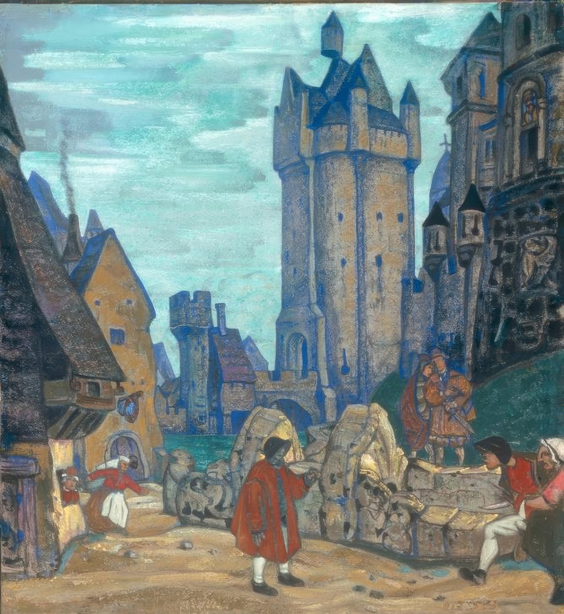 Před hradem od Nikolai Konstantinowitsch Roerich