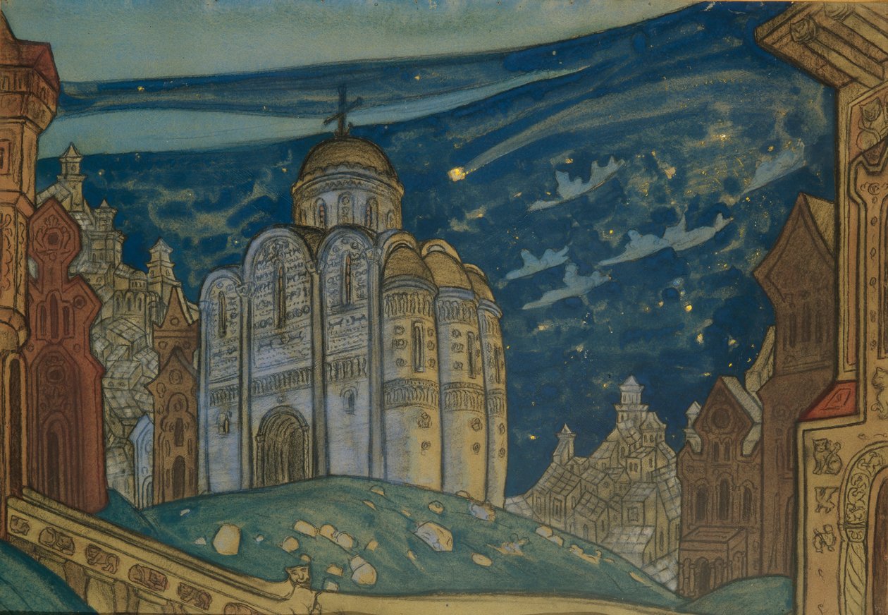 Putivl. Scénický návrh k opeře Kníže Igor od A. Borodina, 1914 od Nikolai Konstantinowitsch Roerich