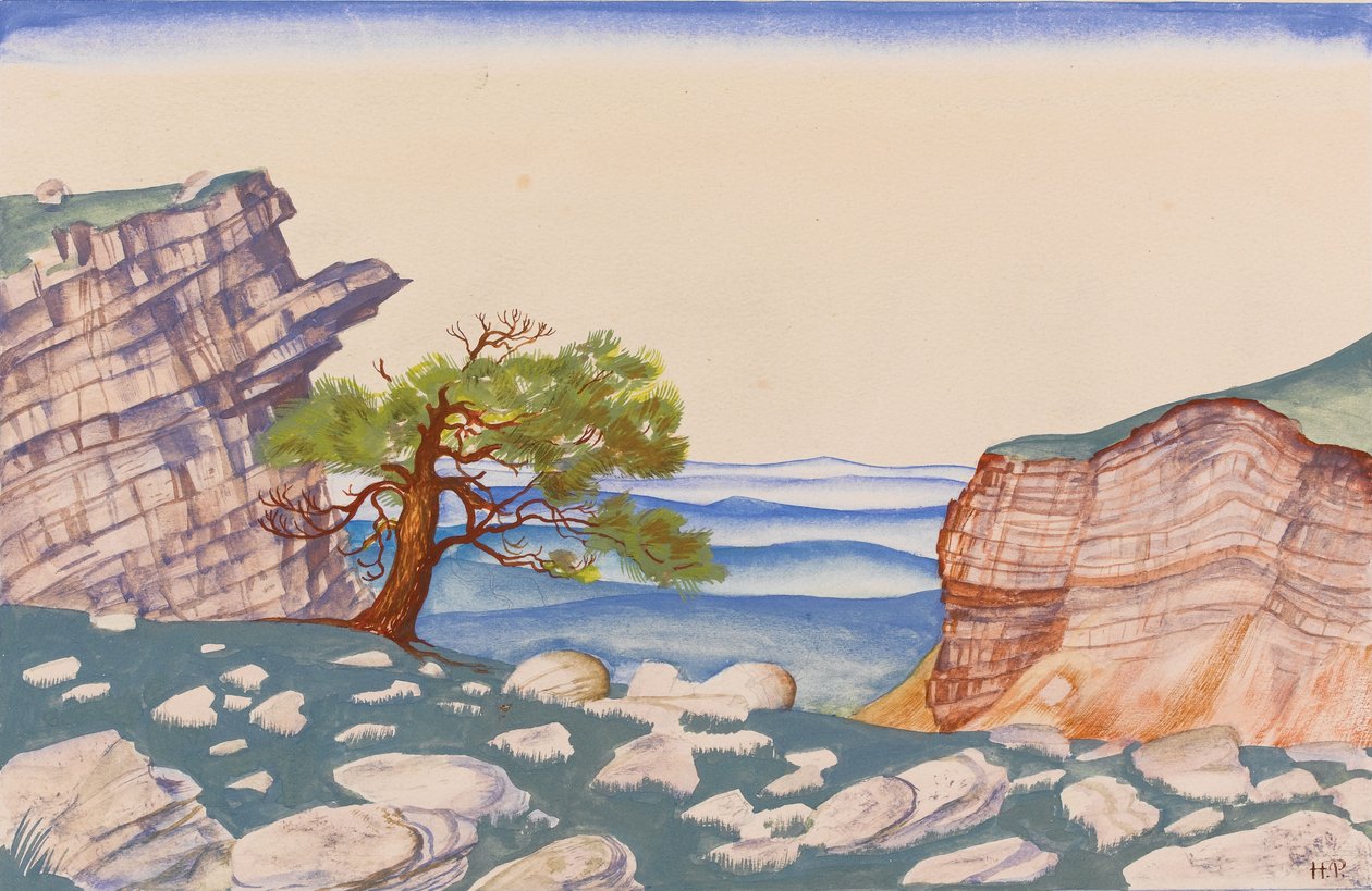 Scénografie k baletu Svěcení jara Le Sacre du Printemps I. Stravinského od Nikolai Konstantinowitsch Roerich