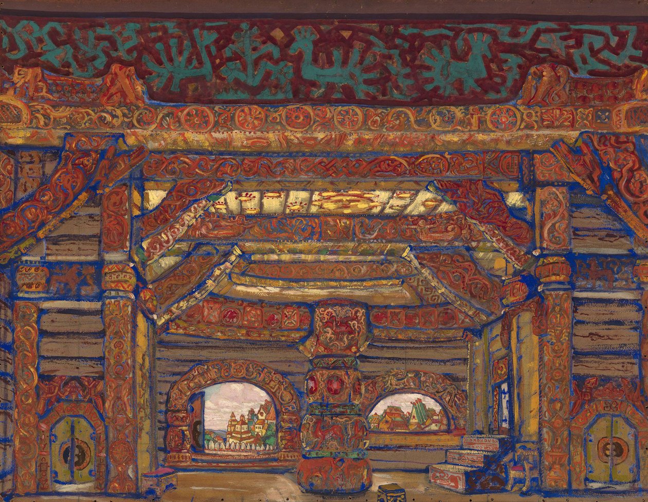 Palác cara Berendeyho. Scénografie k divadelní hře Sněhurka od A. Ostrovského, 1912 od Nikolai Konstantinowitsch Roerich