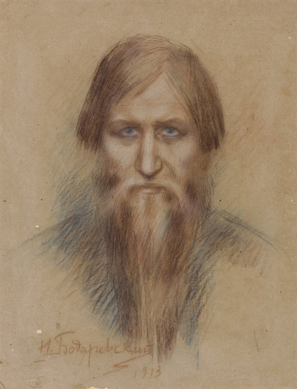 Portrét ruského mystika Grigorije Rasputina 1869-1916, 1913 od Nikolai Kornilovich Bodarevsky