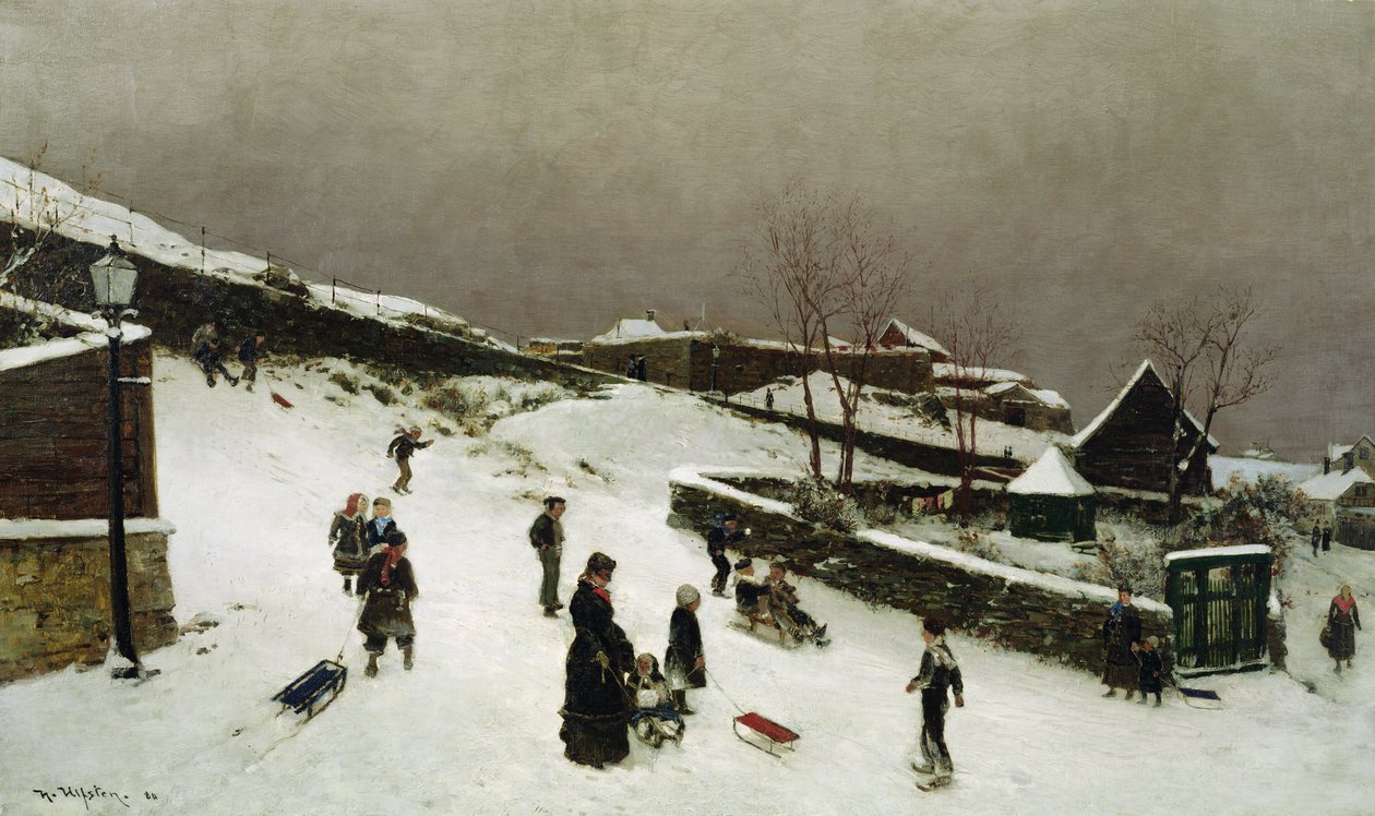 Zimní scéna v Nordnes, Bergen od Nikolai Martin Ulfsten