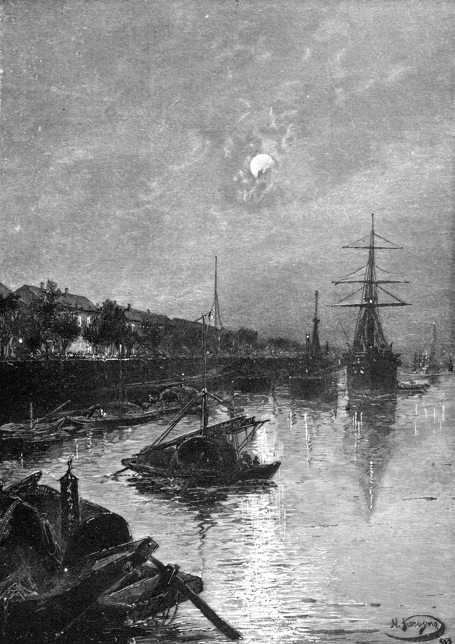 Nábřeží v Hankou, 1893 od Nikolai Nikolaevich Karazin