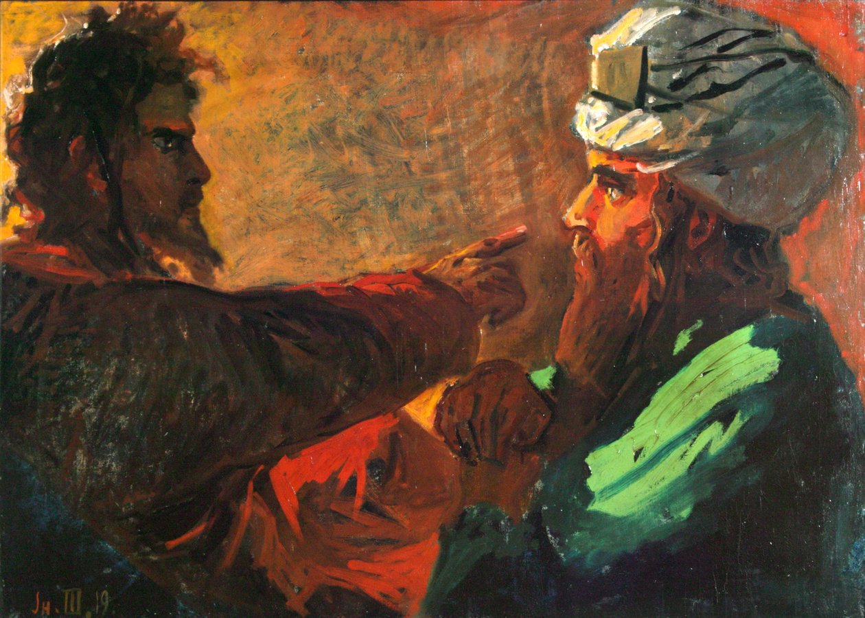 Studie Krista a Nikodéma, 1889 od Nikolai Nikolayevich Ge