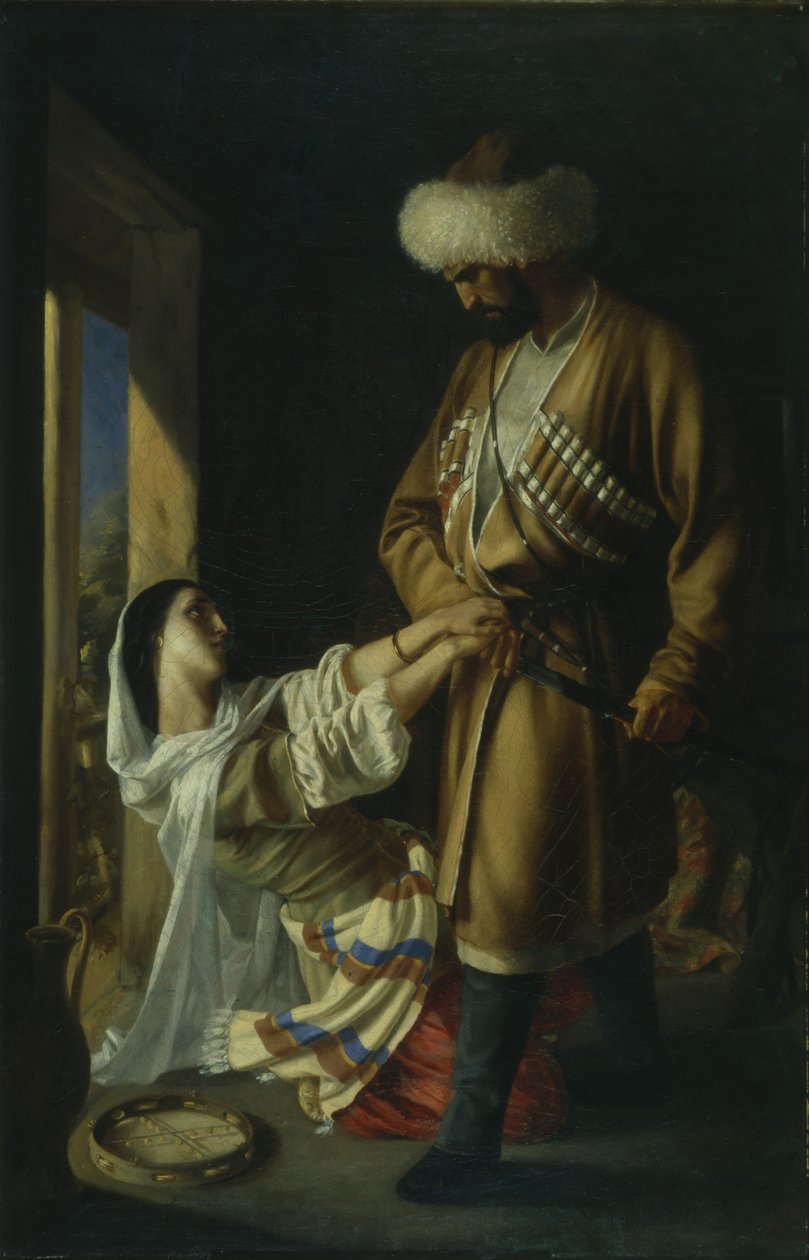 Leila a Khadji Abrek Po básni M. Lermontova, 1852 od Nikolai Nikolayevich Ge
