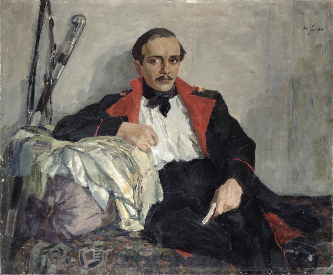 Portrét Michaila Lermontova (1814-1841) 1941 (olej na plátně) od Nikolai Pavlovich Ulyanov