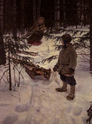 Sběr dříví, Rusko od Nikolai Petrovich Bogdanov Belsky